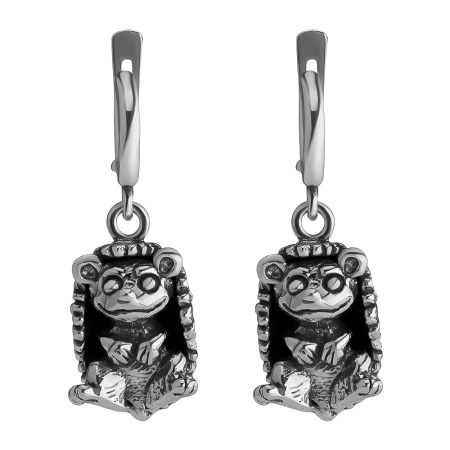 Серьги из серебра «Ёж в цветах»