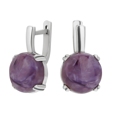 Серебряные серьги «Монпасье» с чароитом