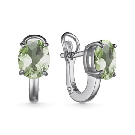 Серьги из серебра с празиолитом