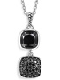 Кулон на цепи с черным ониксом и шпинелью