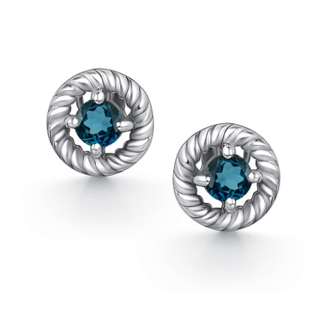 Серьги-гвоздики из серебра с лондон-топазом