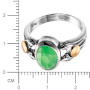 Серебряное кольцо с зеленым кварцем и золотом