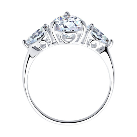 Кольцо из серебра с крупными фианитами