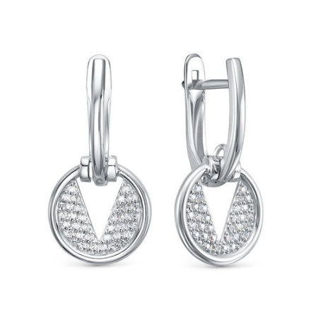 Серьги из серебра с фианитом