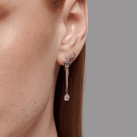 Серьги из серебра с фианитами «Револьвер»