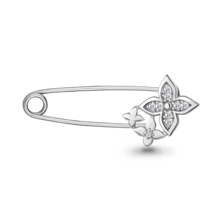 Серебряная булавка с фианитами «Цветок»