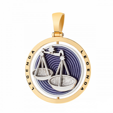 Серебряная подвеска с позолотой и эмалью «Весы»
