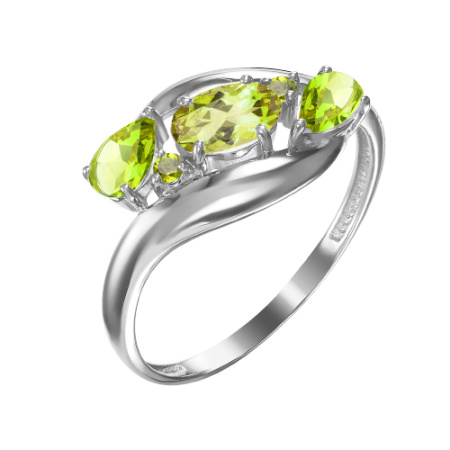 Кольцо из серебра с хризолитами