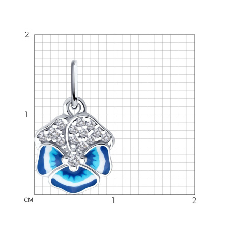 Подвеска из серебра с эмалью и фианитами «Цветок»