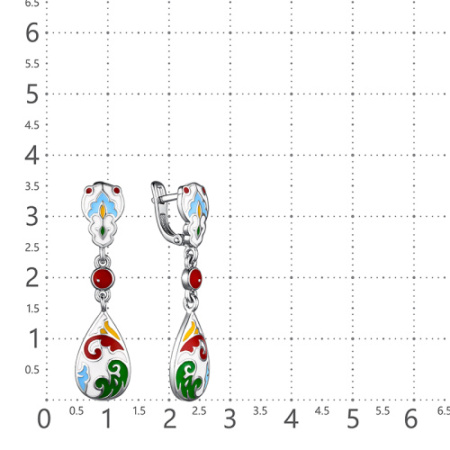 Серьги из серебра с эмалью «Северодвинская роспись»