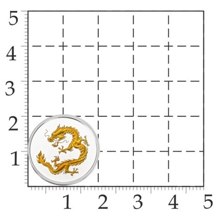 Монета из серебра с позолотой «Счастливый рубль Дракон»