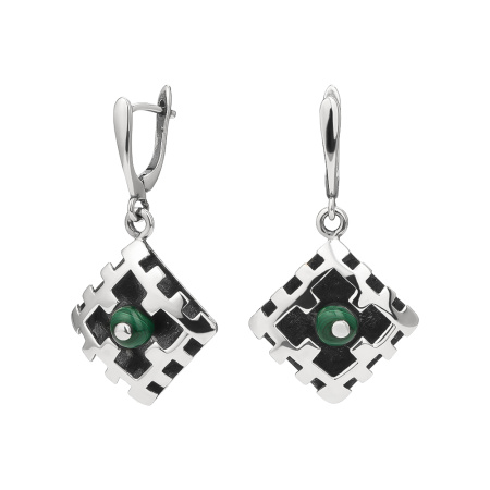 Серьги из серебра с малахитом