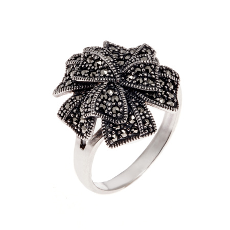 Кольцо серебряное «Цветок» с марказитами