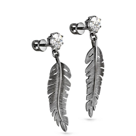 Серьги из серебра с фианитами «Перо»