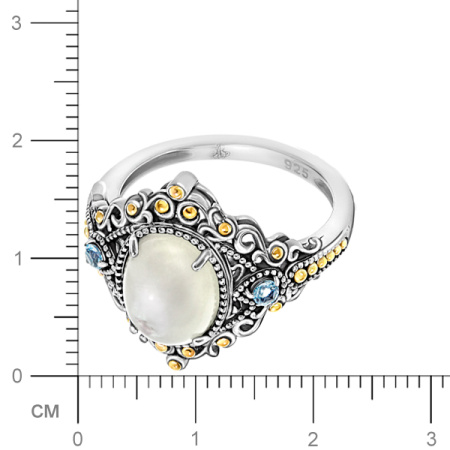 Серебряное кольцо Alexandre Vassiliev с перламутром, топазом и позолотой