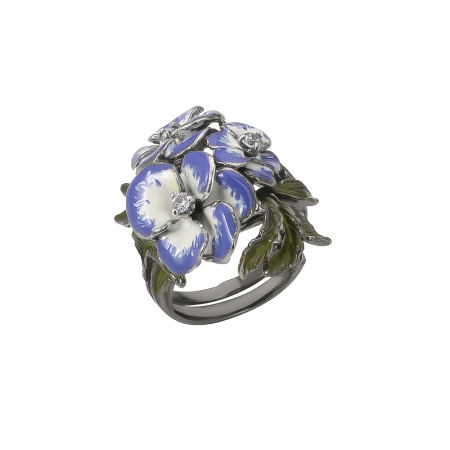 Кольцо из серебра с эмалью «Фиалка»