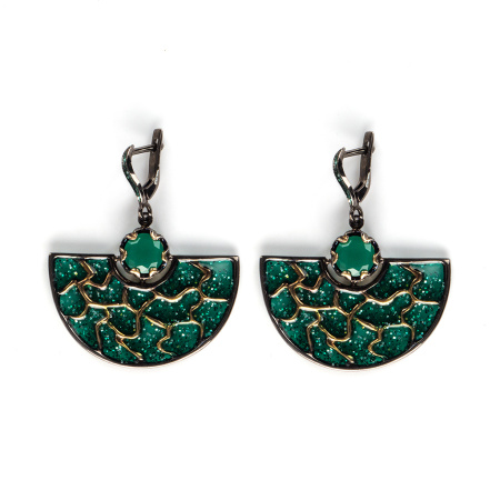 Серебряные серьги с витражной эмалью