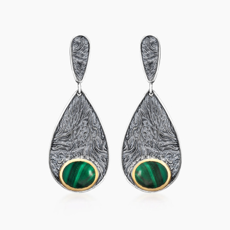 Серебряные серьги «Волшебный Малахит»