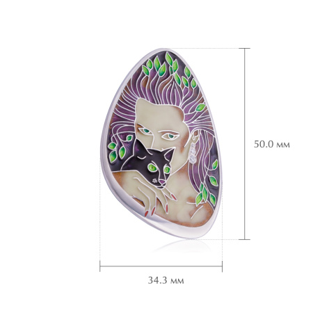 Подвеска-брошь из серебра «Маргарита» голубая с фианитами