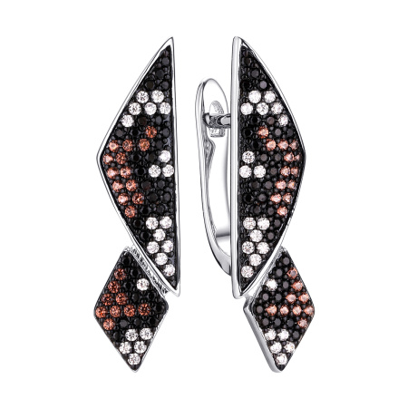 Серьги из серебра с фианитом и нанокристаллом