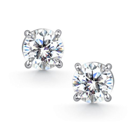 Серьги пусеты из серебра с муассанитом