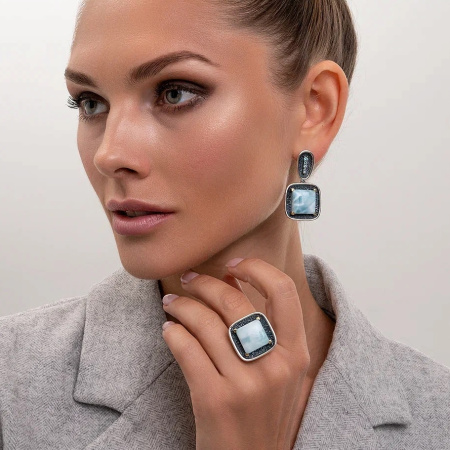 Кольцо из серебра «Нежность» с ларимаром