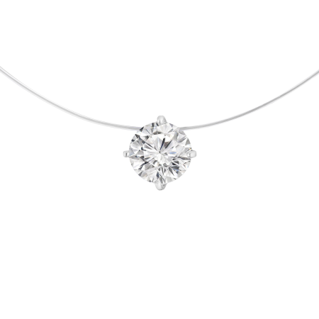 Серебряное колье на леске с фианитом