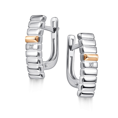 Серьги из серебра с позолотой и бриллиантами