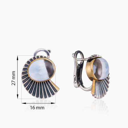 Серебряные серьги «Агатовый Веер»