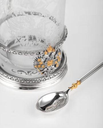 Подстаканник «Символ» из серебра с ложкой