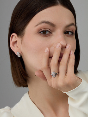 Серьги из серебра с розовым кварцем