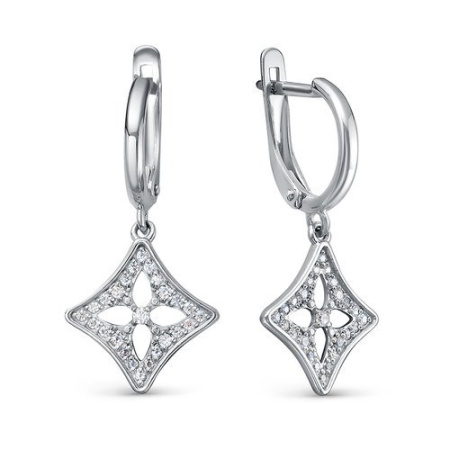 Серьги из серебра с фианитами