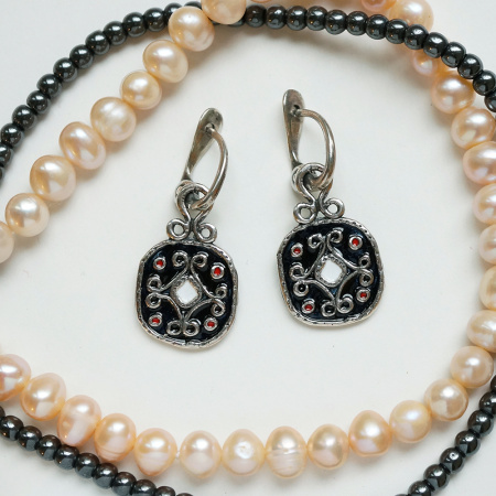 Серьги «Славянские» из серебра с эмалью