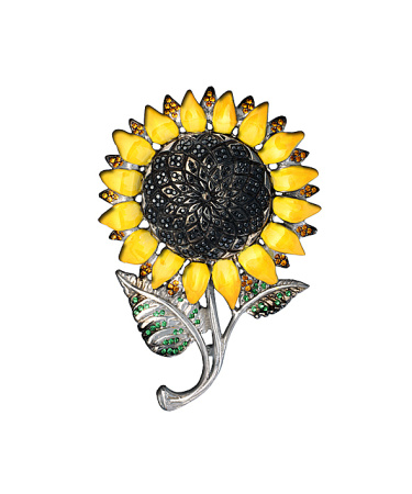 Брошь из серебра «Подсолнух»