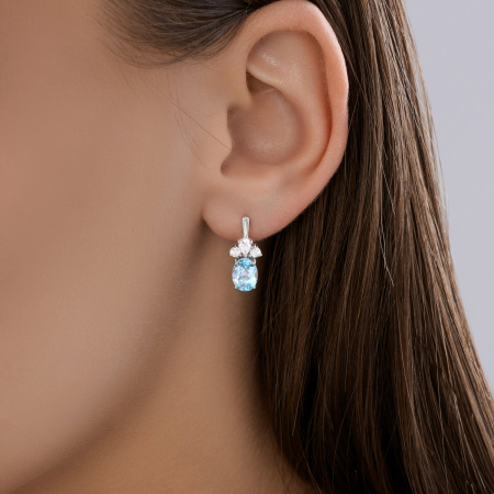 Серьги из серебра с топазами и фианитами