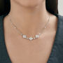 Серебряное колье с фианитами «Цветы»