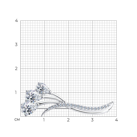 Брошь из серебра с фианитами