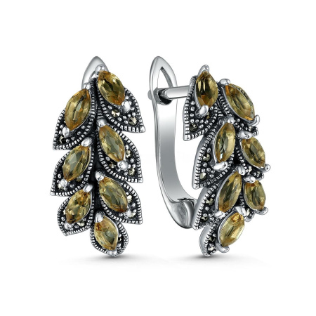 Серебряные серьги с султанитами и марказитами