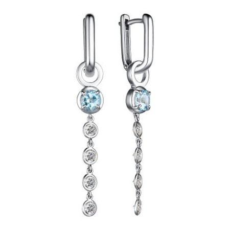 Серебряные серьги с топазом и фианитами