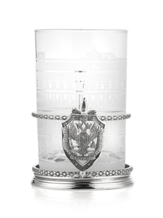 Серебряный подстаканник «ФСБ» с хрусталем