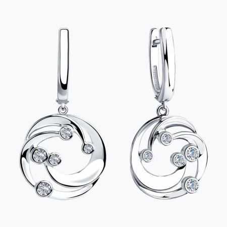 Серьги из серебра с фианитами