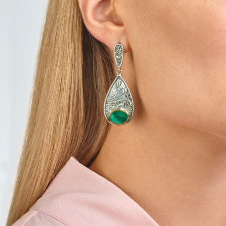 Серебряные серьги «Волшебный Малахит»