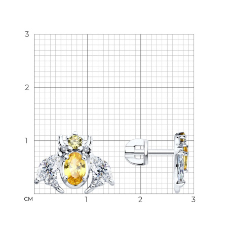 Серьги из серебра с фианитами «Пчела»
