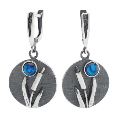 Серебряные серьги с опалом «Камыши»