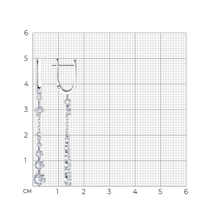 Длинные серебряные серьги с фианитами