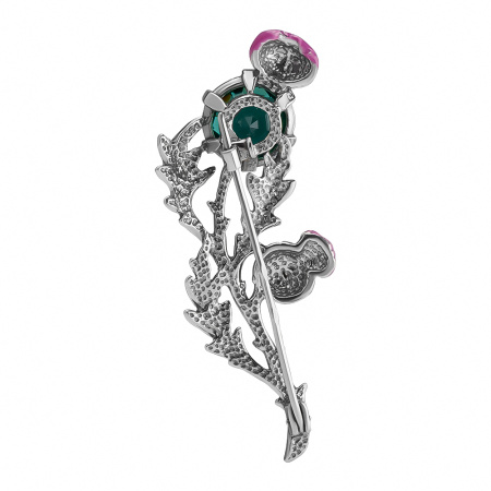 Брошь из серебра с эмалью и цитрином «Чертополох»