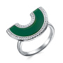 Серебряное кольцо с зеленым агатом и фианитами