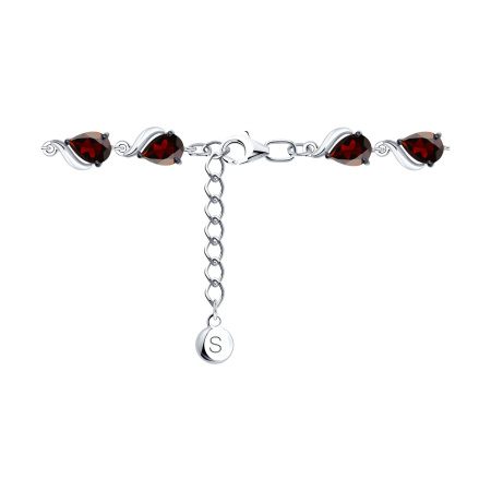 Браслет из серебра с гранатами и фианитами