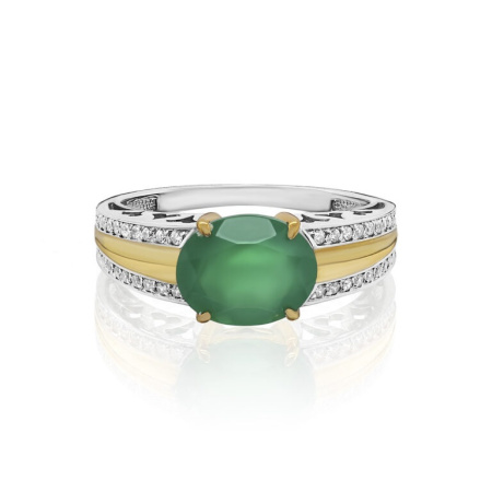 Кольцо из серебра с ониксом и фианитами