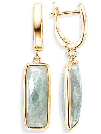 Серебряные серьги с амазонитом и позолотой